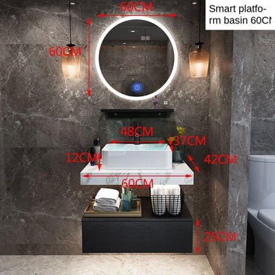 Nordic Double-decker Iron Bathroom Cabinet Modern Marble Washbasin Cabinet Combination Bathroom