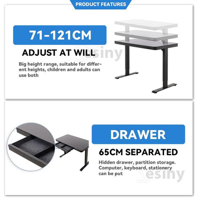 Desiny Glass Standing Desk Electric Height Adjustable Table WIreless Charger Removable Computer