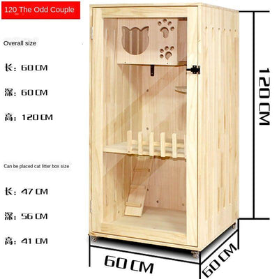 Wood Four Solid Seasons Universal Closed Luxury Apartment House Household Cat Cabinet