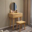 Orange Nordic Solid Wood Dressing Table with Light and Mirror Integrated Modern Simple Small Bedroom