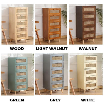 Koala Solid Wood Rattan Storage Cabinet Home Chest Of Drawers Bedroom Bedside Table Japanese Locker