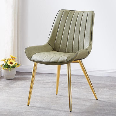 DF Upgrade Dining Chair With Gold Legs Waterproof Leather Nordic Chair Home Back Stool