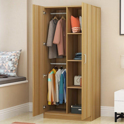 Bedroom Square Lattice Cabinet Wardrobe 140cm Small Household Load-bearing Wood 40/50 Deep Hanging