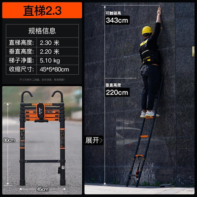 12🔥12 SHANJIE Ready Stock Telescopic Ladder Thickened Aluminum Alloy Engineering Herringbone Ladder