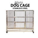 Byto Stainless Steel Dog Cage Large Folding Dog Cage With Wheels