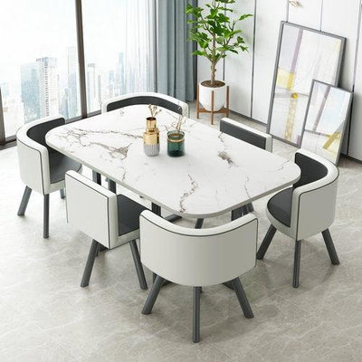 Nordic 1 Table And 6 Chairs Marble Dining Table Combination Home/ Small Apartment Office Conference