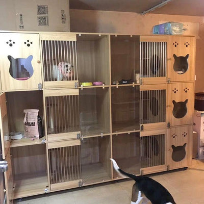 Solid Wood Villa Display Cat House Breeding Foster Cage Pet Cabinet