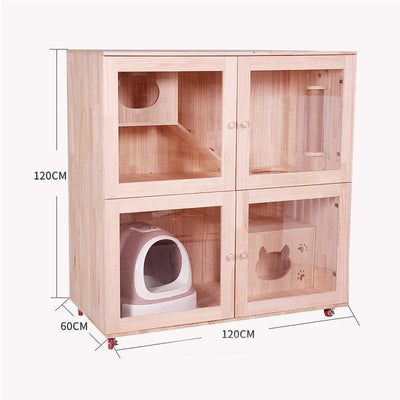 RUNPET Indoor Solid Wood Villa Cabinet Household Double Three Layer Cage Delivery Room Breeding Nest