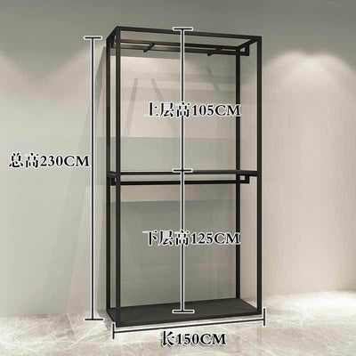 Clothing store display rack double decker men's and women's clothing store shelves thickened iron