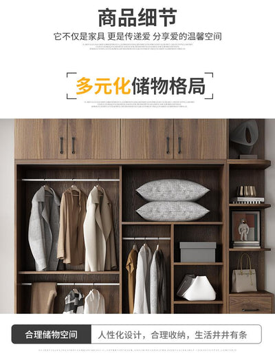 Solid 2021 with Wood Wardrobe Sliding Door Modern Simple Rental House Small Coat Cabinet Family