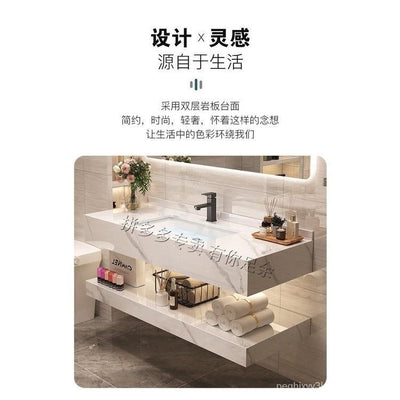 Modern Bathroom Cabinet Customized Stone Plate Ceramic Basin Wash Basin Integrated Hotel Toilet