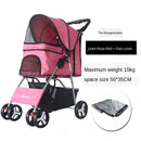 Foldable Pet Stroller Dog Detachable Cart with 4 Wheels