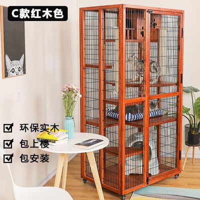 Cat Villa Qiyou Villa Solid Wood Oversized Three-layer Four-layer Cabinet House Wooden Pet Breeding