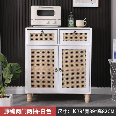 GC Storage Cabinet Solid Wood Rattan Cabinet Sideboard Modern Simple Living Room Wall Cabinet