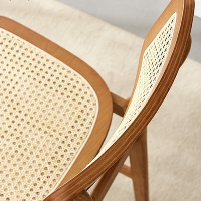 Arper Rattan Chair Solid Wood Bar Stool Nordic Home Dining Chair Indonesian Rattan Backrest Chair