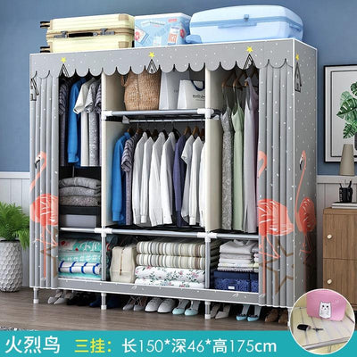 Sliding Door Wardrobe Household Simple Bedroom Wardrobe Modern Rental Room Storage Cabinet-042.sg