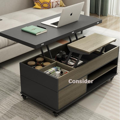 CONSIDER Dining Table With Storage Compartment Coffee Table With Lift Top Dual-purpose Folding Table