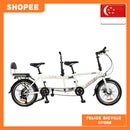 son Father and double bike folding couple tour two people riding parent-child three-person bicycle