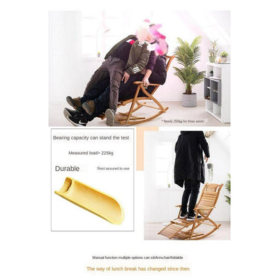 Sleeping Reclining Folding Lunch Break Free Household Balcony Leisure Elderly Bamboo Fu-shaped