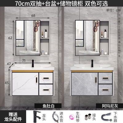 K.T Aluminum Alloy Mirror Cabinet Bathroom Cabinet Combination Small Cabinet Bathroom Integrated