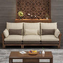 Neikia Solid Wood Sofa with Cushion Living Room Furniture New Chinese Fabric Sofa 1 2 3 Seater Sofa