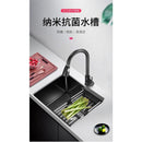 Black Sink Nano Handmade Sink Kitchen Bar Counter Small 304 Stainless Steel Wash Basin Sink