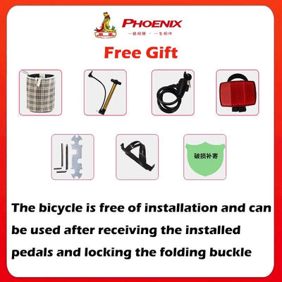 Phoenix Foldable Bicycle Shimano 7 Speed Variable Speed Folding Bike 20 Inch Folding Bicycle Ultra