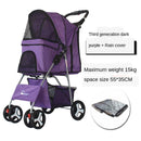 Foldable Pet Stroller Dog Detachable Cart with 4 Wheels