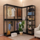 New Bedroom Rack Floor Coat Room Corner Open Simple Iron Hanger Wooden Hanging Wardrobe Combination