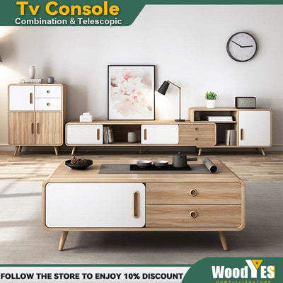 WOODYES TV Cabinet Tv Console Telescopic TV Combination Coffee Table Modern Simple Living Room