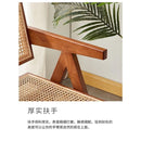 GC Rattan Chair Nordic Dining Chair Solid Wood Household Home Stay Ins Armchair Backrest Portable