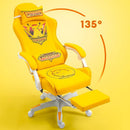 Gaming Chair Ergonomic High Pikachu Computer chair with Retractible Footrest PU Leather Back