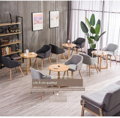 Nordic Fabric Negotiation Leisure Solid Wood Coffee Restaurant Computer Stool Home Modern Simple