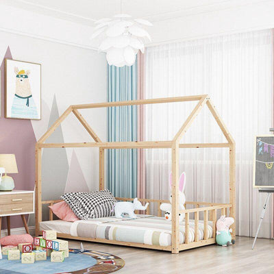 Solid Wood Children's Bed Baby Flatbed Ins Boys And Girls Princess Cabin Bed Home Floor Tatami