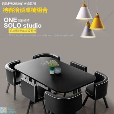 Nordic 1 Table And 6 Chairs Marble Dining Table Combination Home/ Small Apartment Office Conference