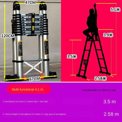 Thickened Aluminum Alloy Multi-function Telescopic Engineering Ladder Portable Herringbone Household