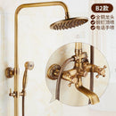 RUNZE All Copper Rain Shower Set European Retro Bathroom Shower Full Set With Shower Head