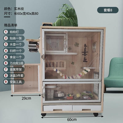 Byto Chinchilla Cage Solid Wood Hamster Cage With Air Conditioning Hamster Villa Cage Large Space