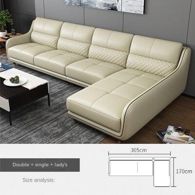 Modern Simple First Layer Cowhide Small Apartment Living Room 3 Meters Four People Northern Europe