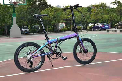 KOSDA KSD-5 Foldable Bicycle Electroplating 20 Inch 8-speed Dual Disc Brake Bicycle Aluminum Alloy