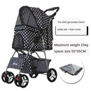 Foldable Pet Stroller Dog Detachable Cart with 4 Wheels