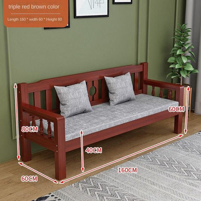 Sofa Solid Wood Small Apartment Wooden Simple Three-person Chair Double Bench Living Room