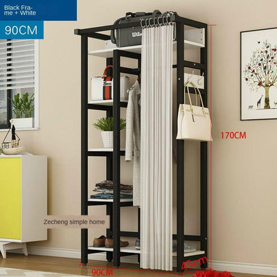 Clothes Rack Shoe Curtain With Family Clothes Rack Plus Wide Wardrobe Bedroom Multi-functional