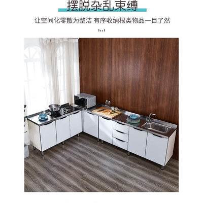 Simple stainless steel economical hearth integrated assembly kitchen cabinet household for renting