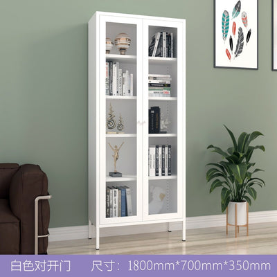 Bookshelf Cabinet Living Room Dustproof Bookshelf Wrought Iron Glass Door Bookcase Home Floor