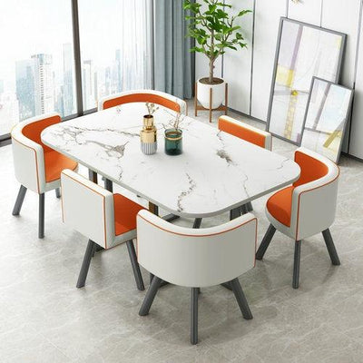 Nordic 1 Table And 6 Chairs Marble Dining Table Combination Home/ Small Apartment Office Conference