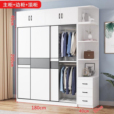 Modern Minimalist Wardrobe Home Bedroom Sliding Door Locker Large Capacity Solid Wood