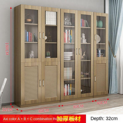 SENBIJU Bookshelf Modern Shelf Living Room Cabinet Glass Door Locker Simple Bookcase Free