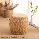 Rattan-made Low Balcony Bench Sofa Straw-made Household Seat Pier Small Round Stool Tatami Chair