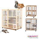 RUNPET Wooden Cat Cage Villa Solid Wood Cat House Oversized Free Space Cat Cabinet